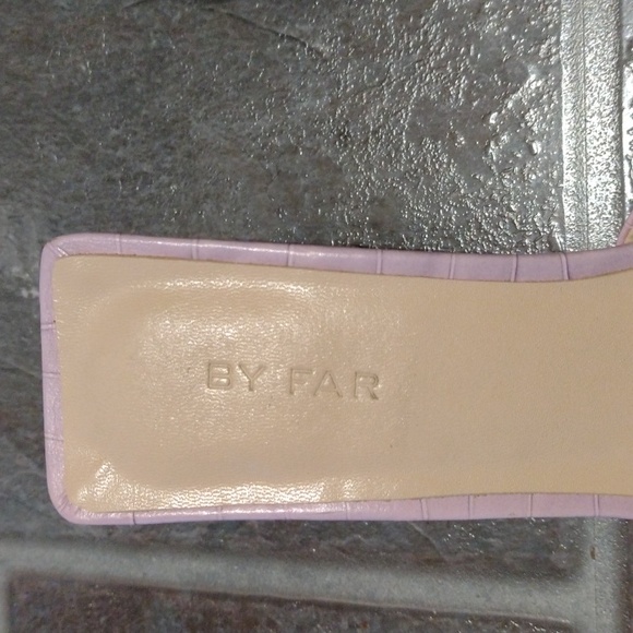 BY FAR Pastel lilac Purple croc print embossed leather square toe Sandal size 37 - Picture 2 of 10